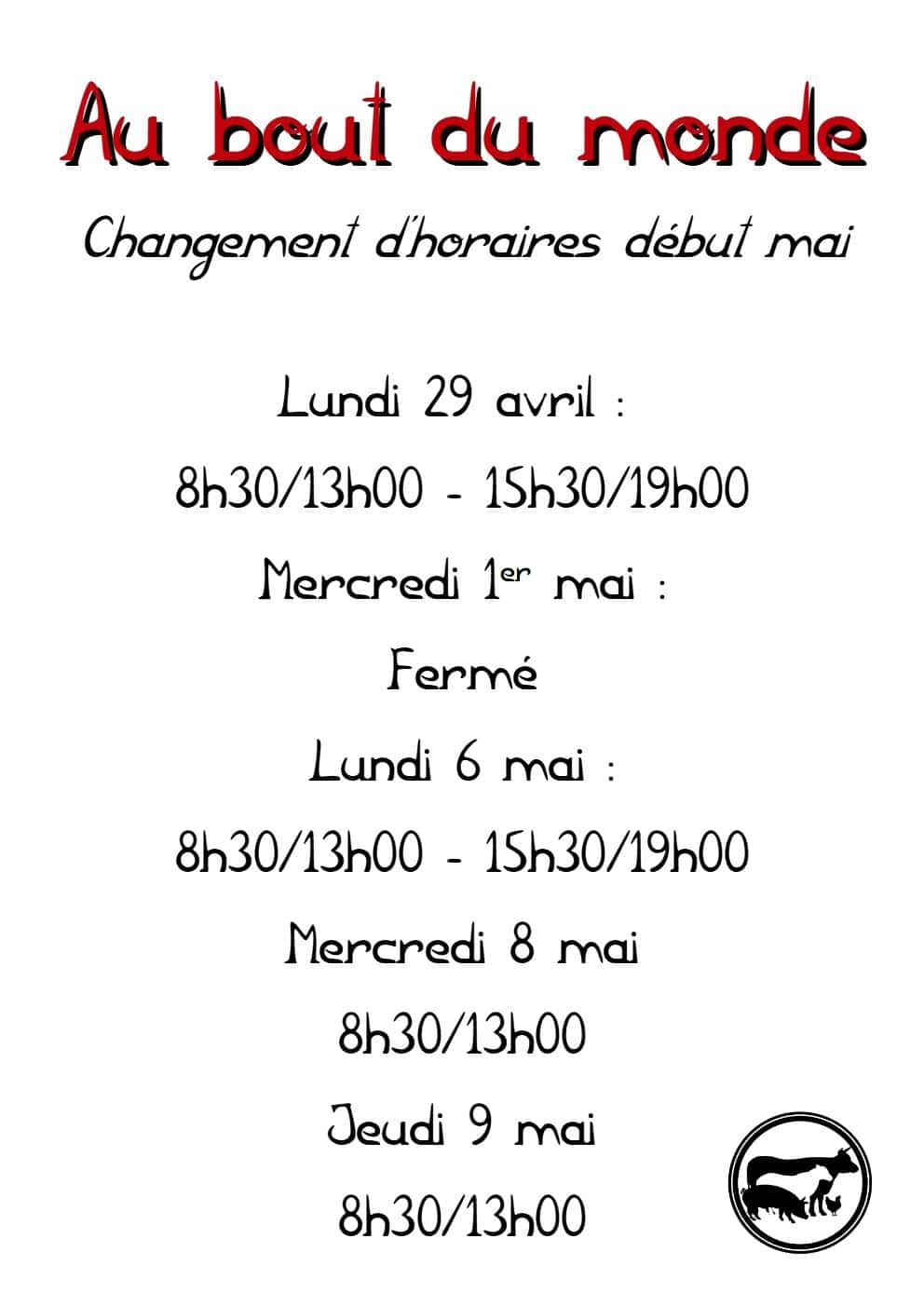 Attention! Quelques changements d’horaires sont à …