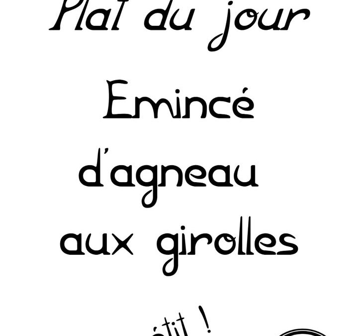 Plat du jour : Mercredi 11 juin…